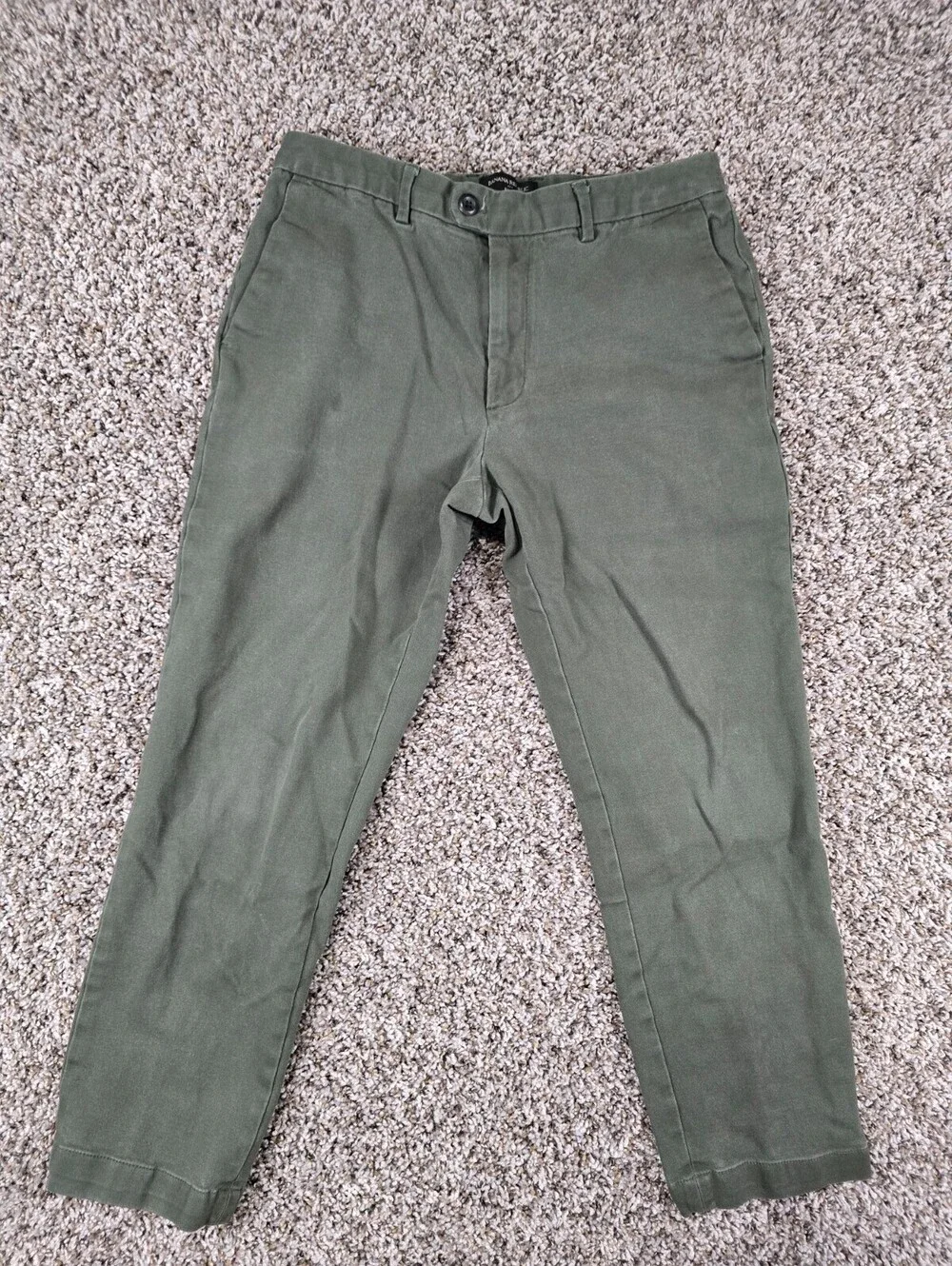 Banana Republic Mens Sz 32x30 Slim Fit Ankle Length Chino Pants Dark Olive Green